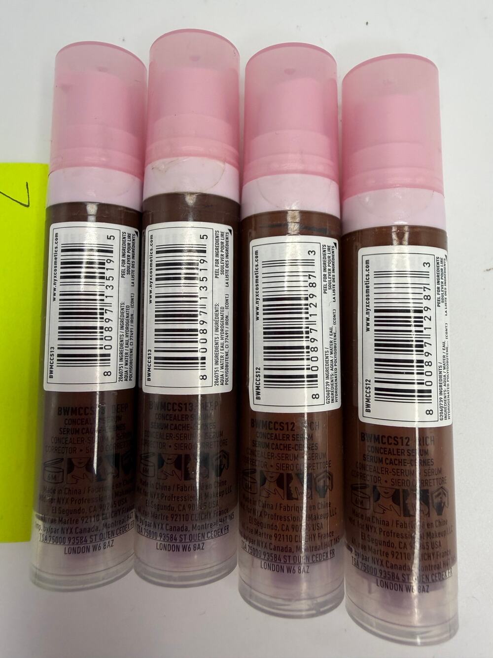 NYX Bare With Me Concealer Serum Lot 4 Rich Deep 0.32oz BWMCCS12 BWMCCS13